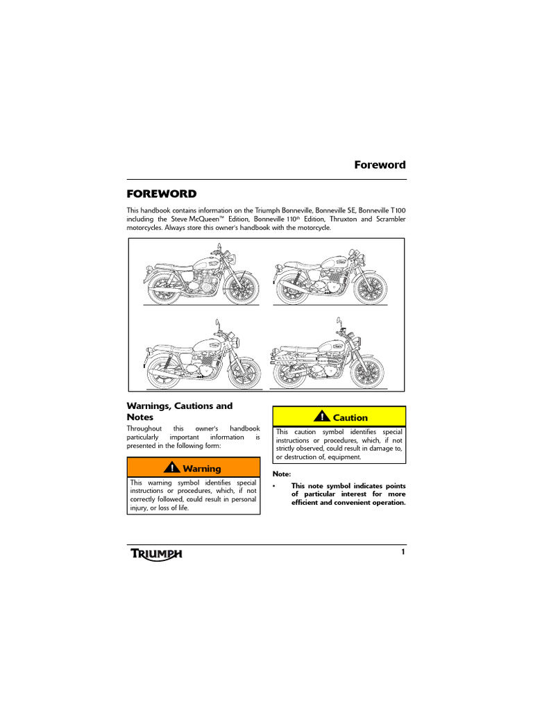 Triumph Bonneville Service Manual | PDF | Motorcycle | Land Vehicles
