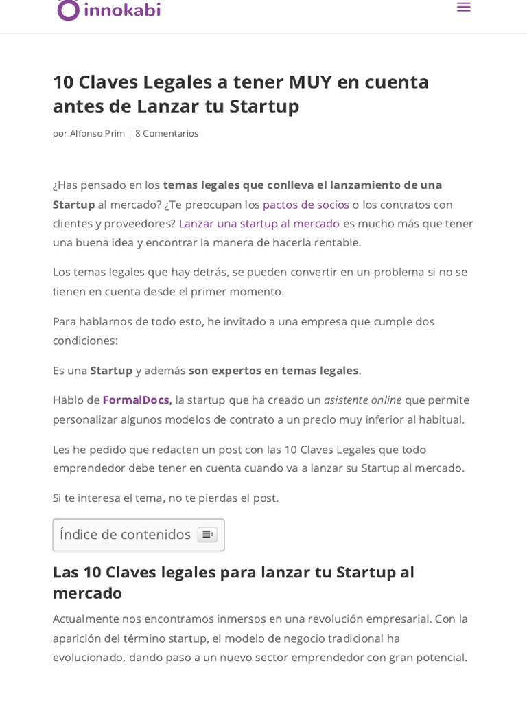 10 Claves Legales A Tener MUY en Cuenta Antes de Lanzar Tu Startup ...