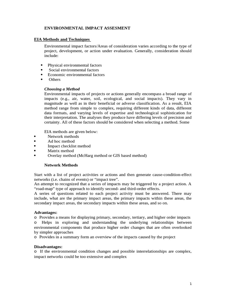 Ad Hoc Method - Doc Checklist EIA | PDF | Matrix (Mathematics ...