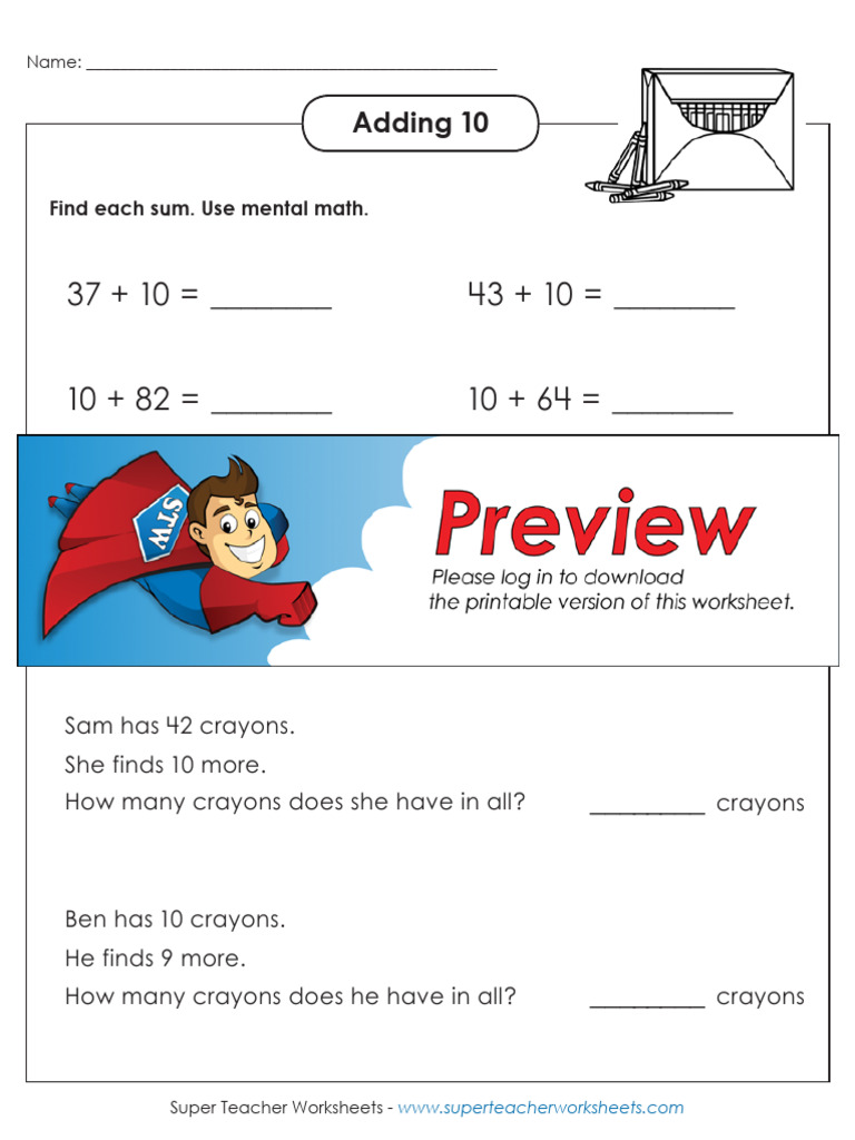 Adding 10 With Word Problems | PDF
