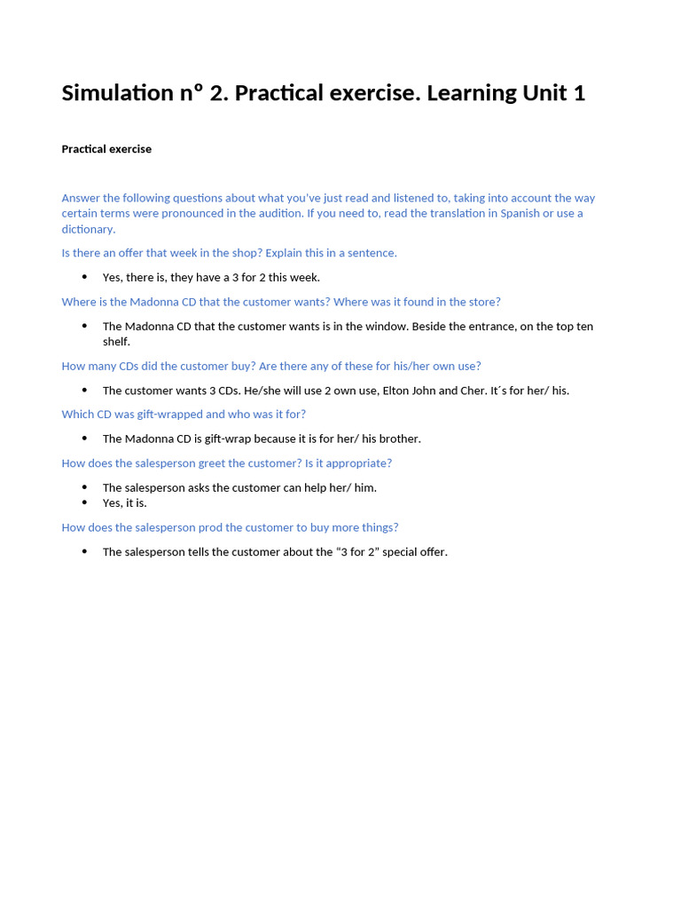Practical Exercise: Shopping Scenarios | PDF