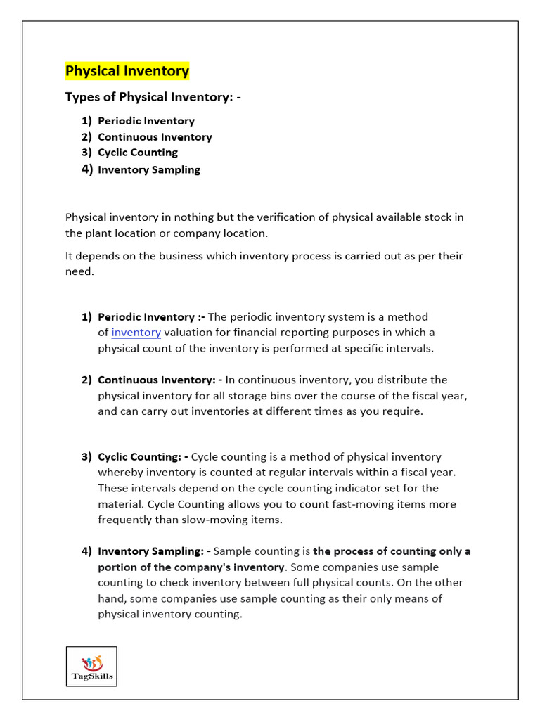 Physical Inventory Process in SAP | PDF | Inventory