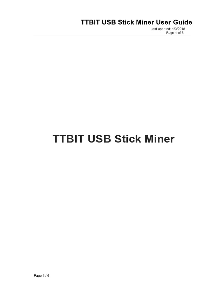 TTBIT Bitcoin USB Miner Setup Guide | PDF | Usb | Bitcoin