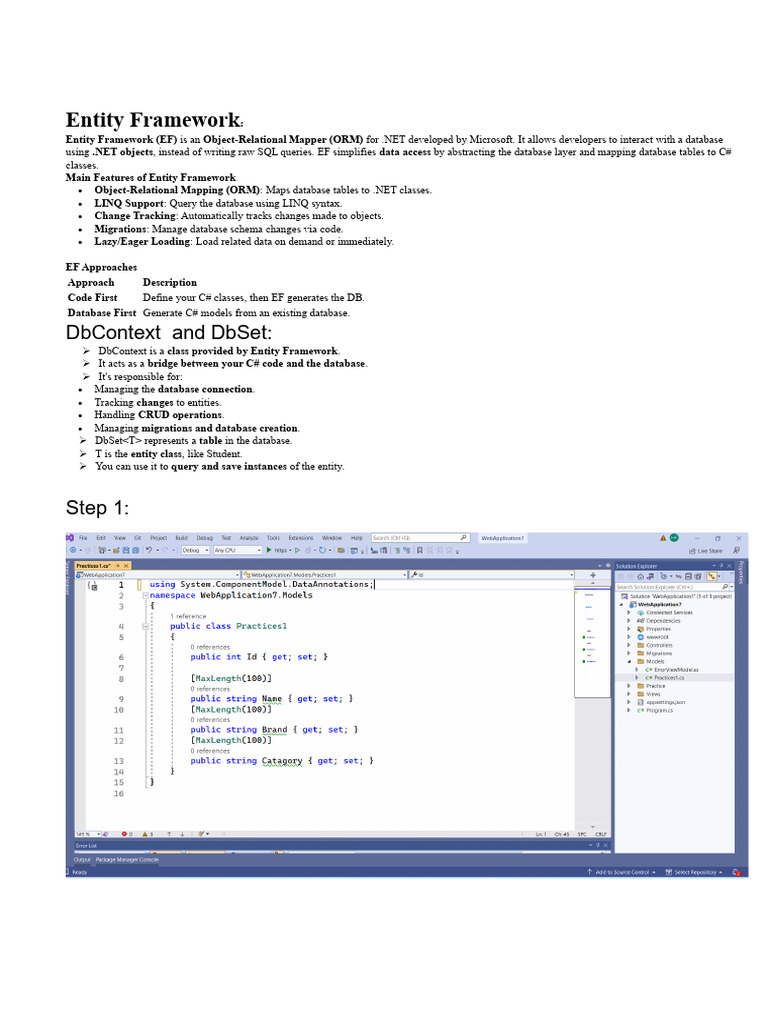 Overview of Entity Framework Features | PDF