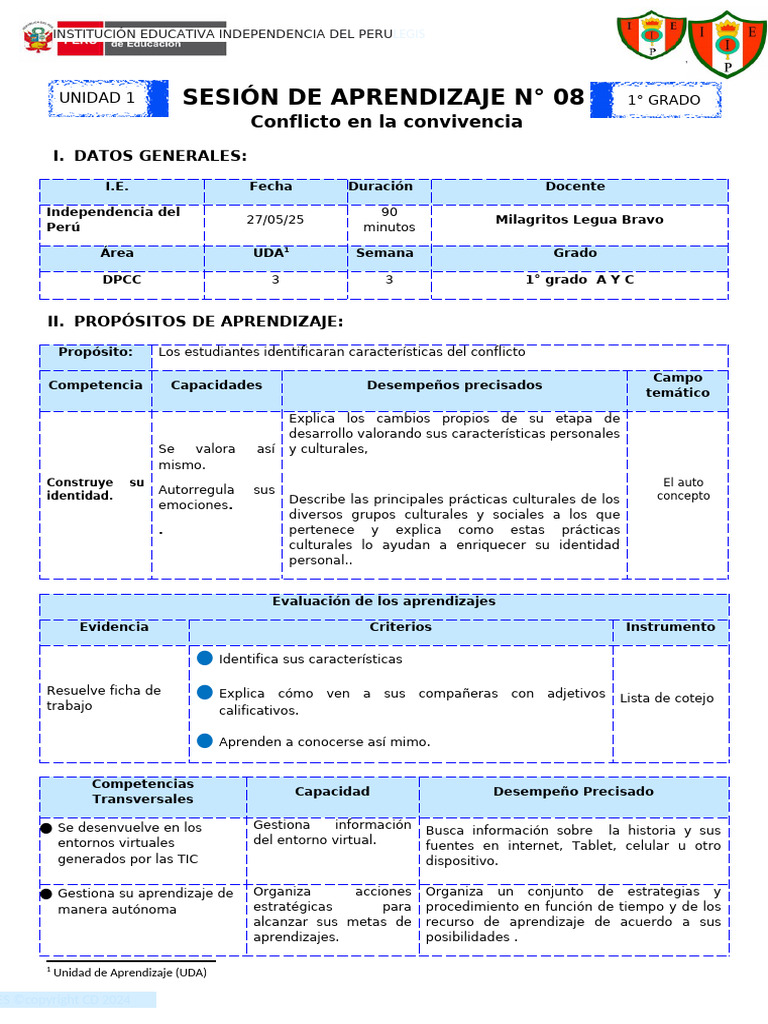 Sesión 2 - DPCC 1 Iibim-Secundaria | PDF | Aprendizaje | Las emociones