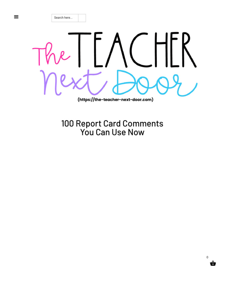 100 Editable Report Card Comments | PDF | Teachers | Reading Comprehension