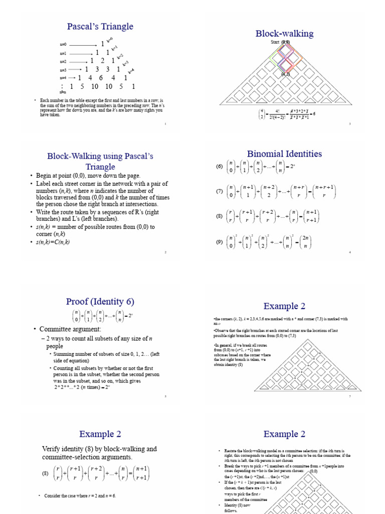Understanding Pascal's Triangle and Routes | PDF | Mathematics ...