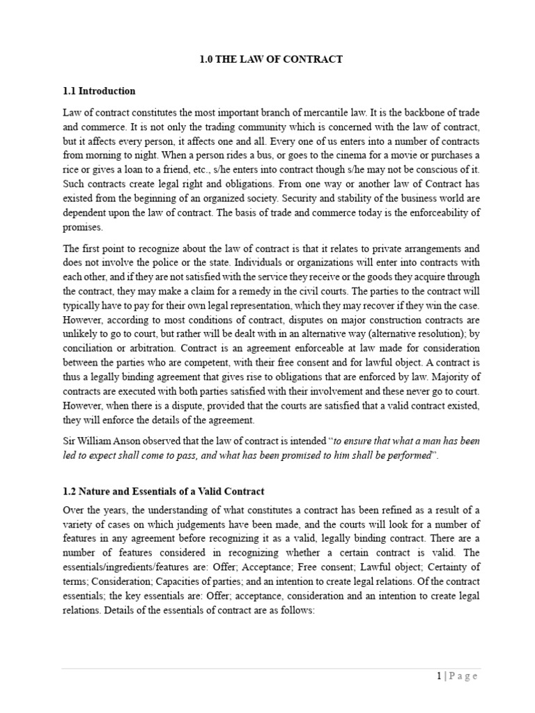 1.0 Introduction to Law of Contract.docx | PDF | Tort | Negligence