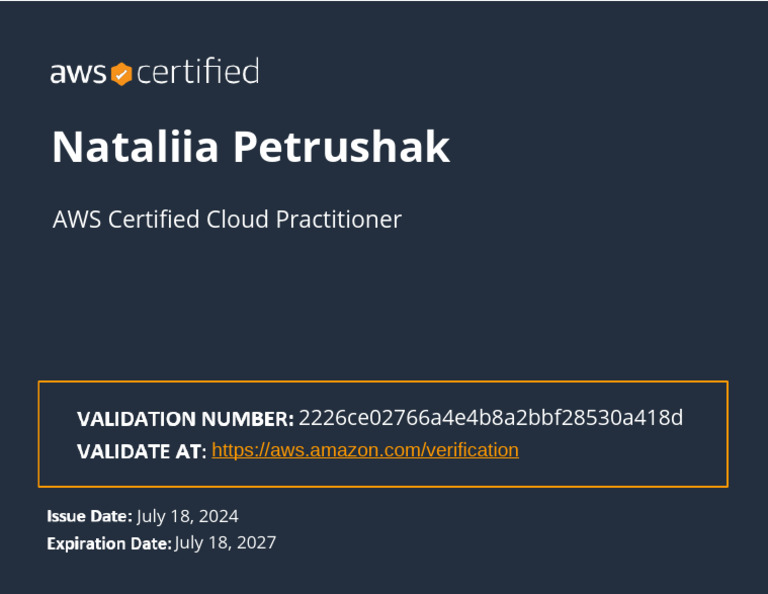 Aws Certified Cloud Practitioner Certificate Pdf