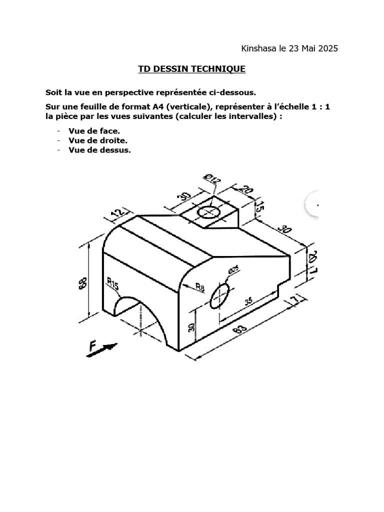 TD Dessin Technique : Vues à Représenter | PDF