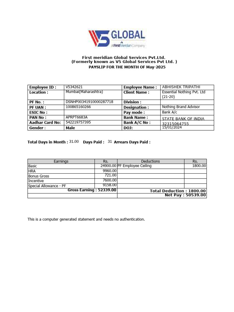V5PaySlip 2 | PDF