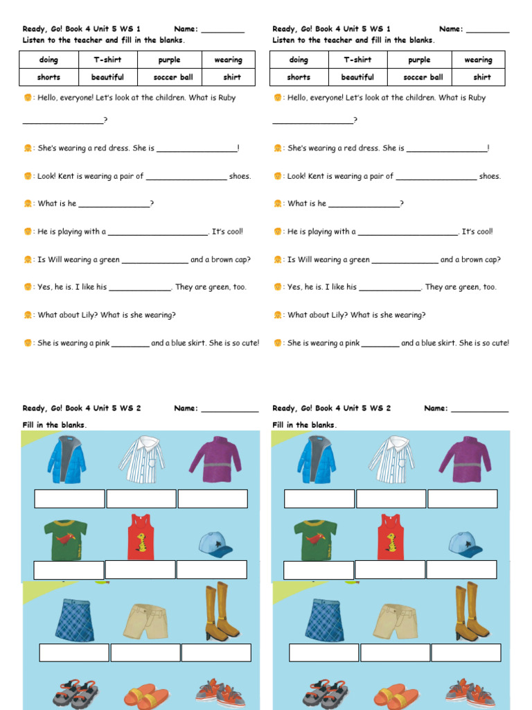 Ready Go Unit 5 Worksheet | PDF | Fashion | Clothing