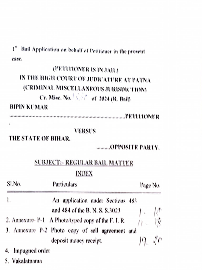 Bail Application for Bipin Kumar in Patna | PDF | Bail | Misconduct