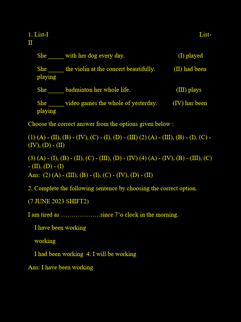 Tense Exercises with Answers PDF | PDF | Grammatical Tense | Verb