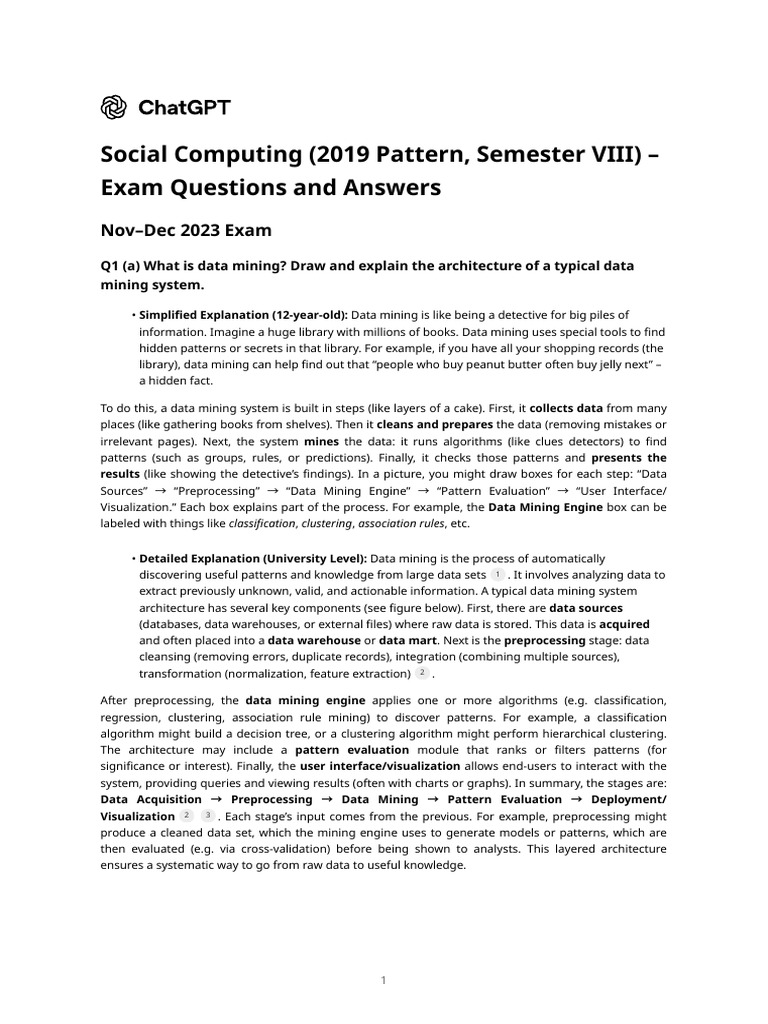 Social Computing (2019 Pattern, Semester VIII) – Exam Questions and ...
