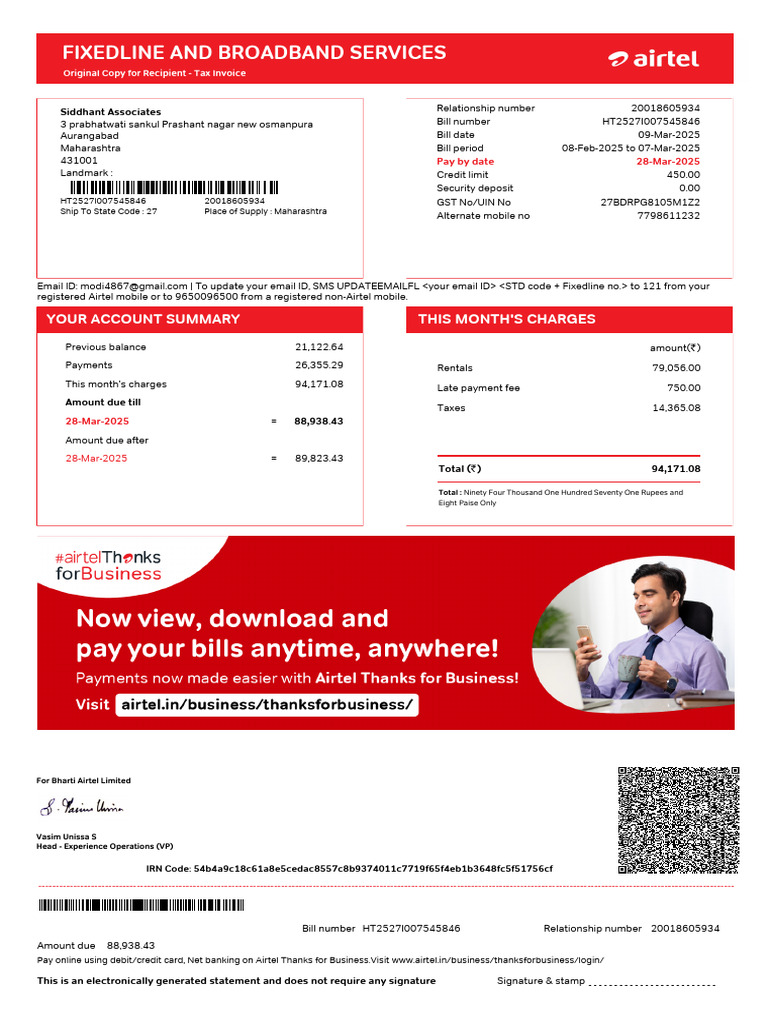 Fixedline and Broadband Services: Your Account Summary This Month'S ...
