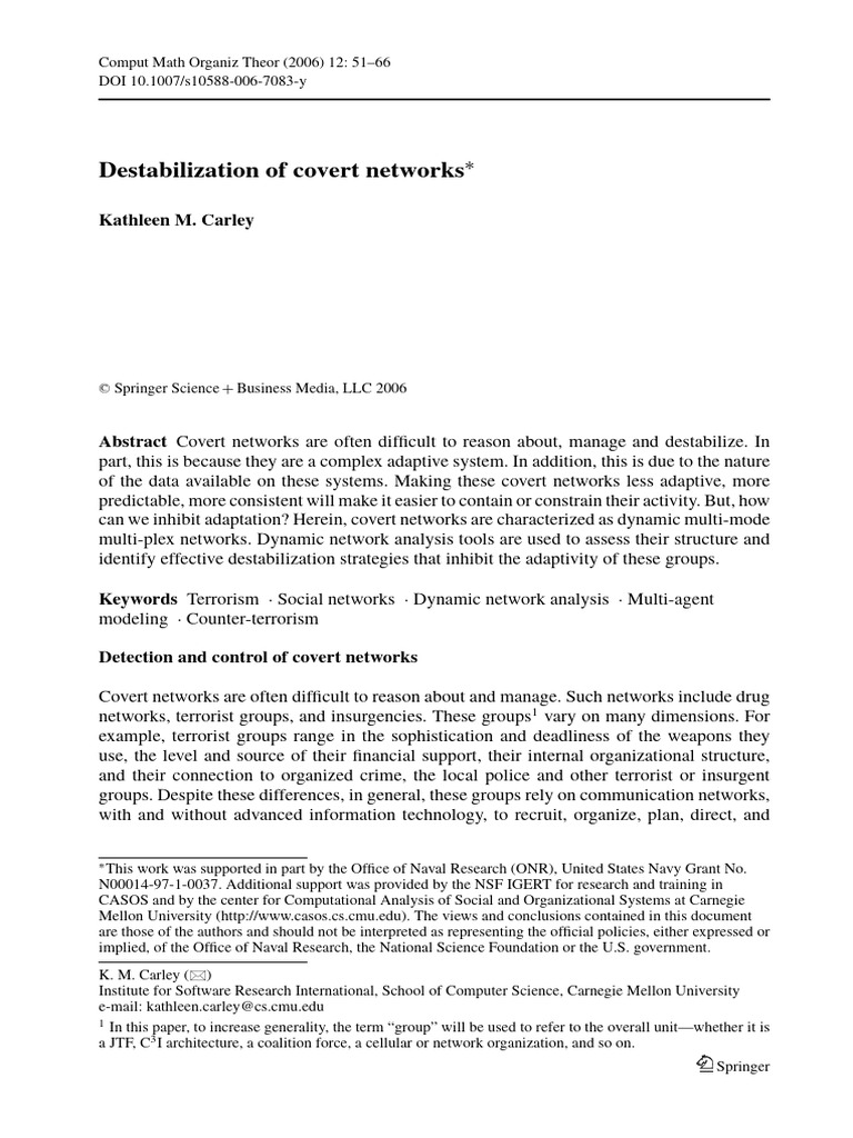 Destabilizing Covert Networks Analysis | PDF | Statistics | Offender ...