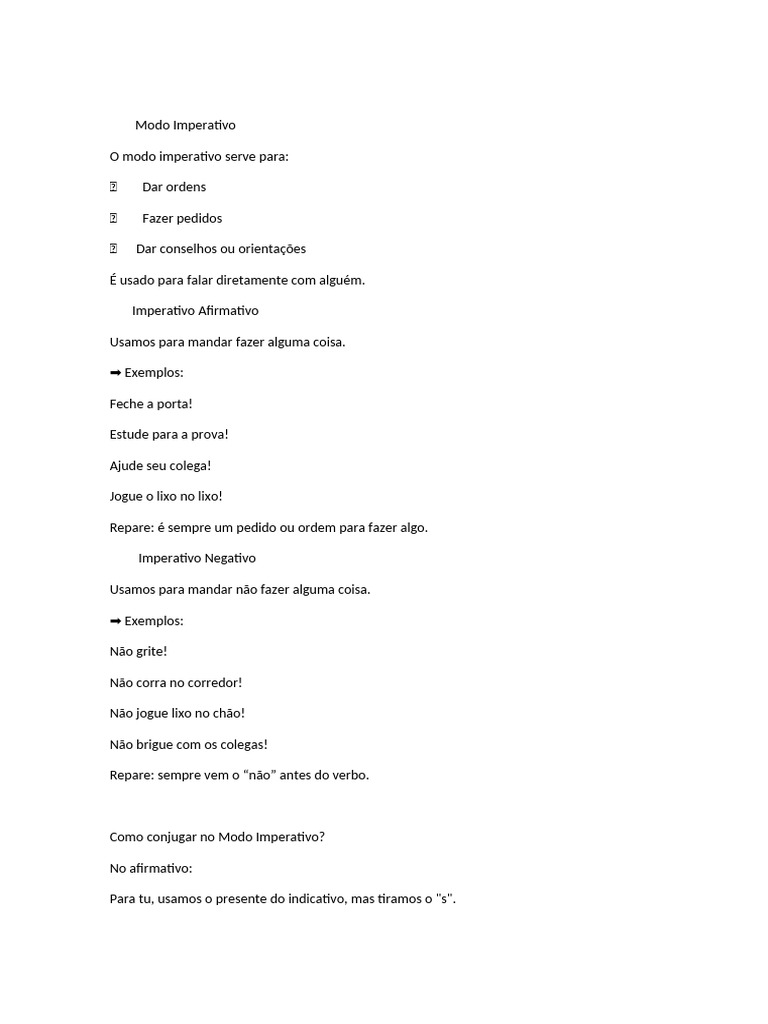 Modo Imperativo Pdf