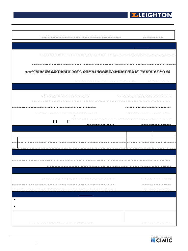 SHES Induction Record for JHB01 Project | PDF | Occupational Safety And ...