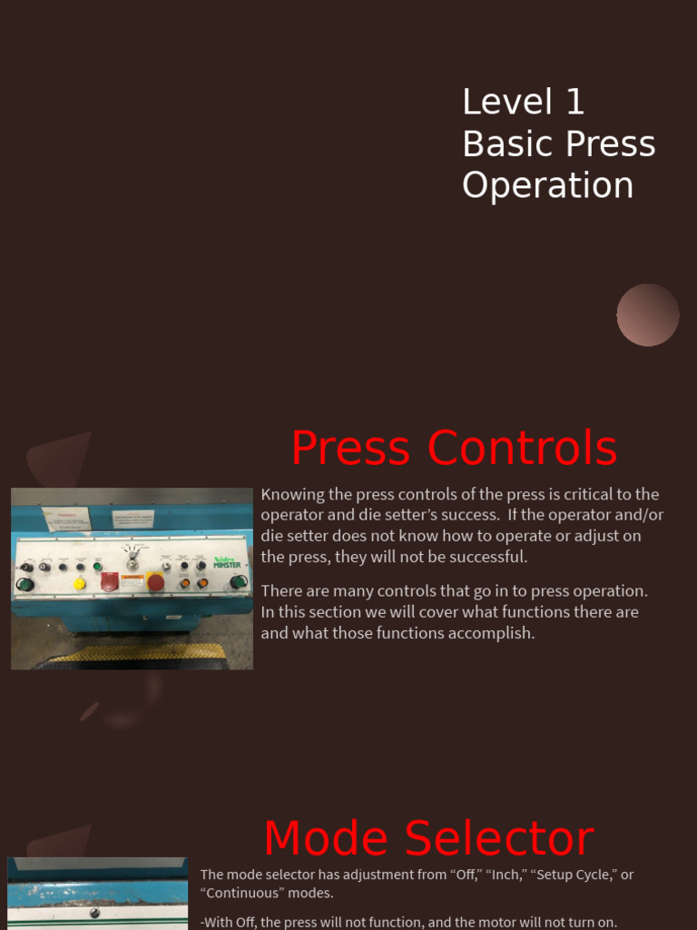 Press Operator Press Controls Training | PDF | Mechanical Engineering ...
