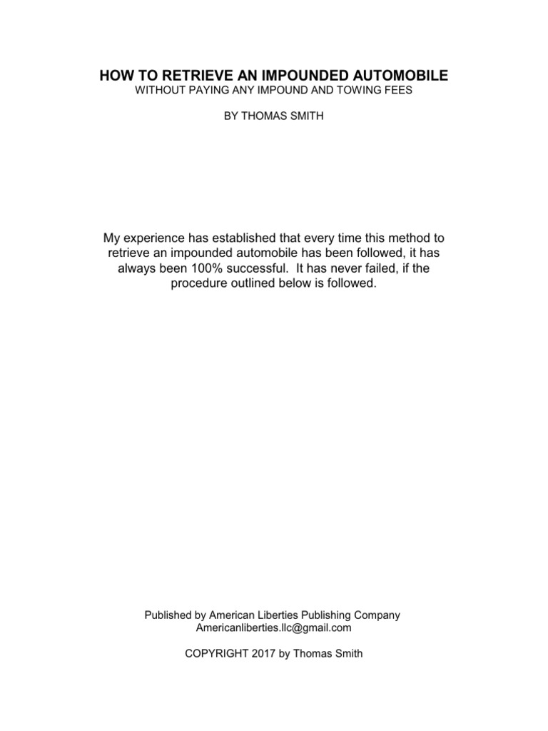 Retrieve Your Impounded Car Free of Fees | PDF | Due Process Clause ...