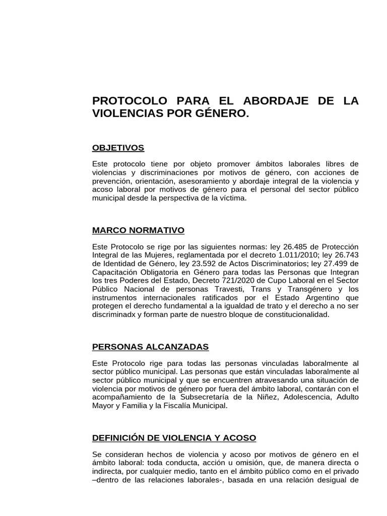 Protocolo para El Abordaje de Las Violencias Por Género | PDF ...