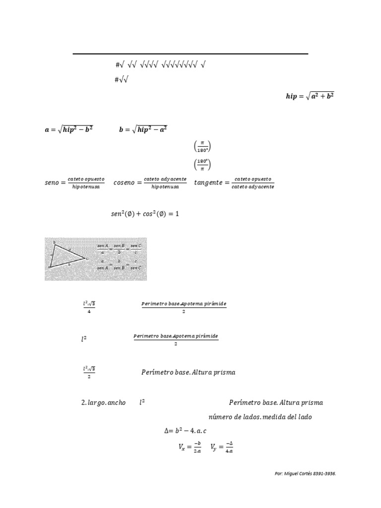 Fórmulas Clave para Matemáticas 9° | PDF | Triángulo | Politopos