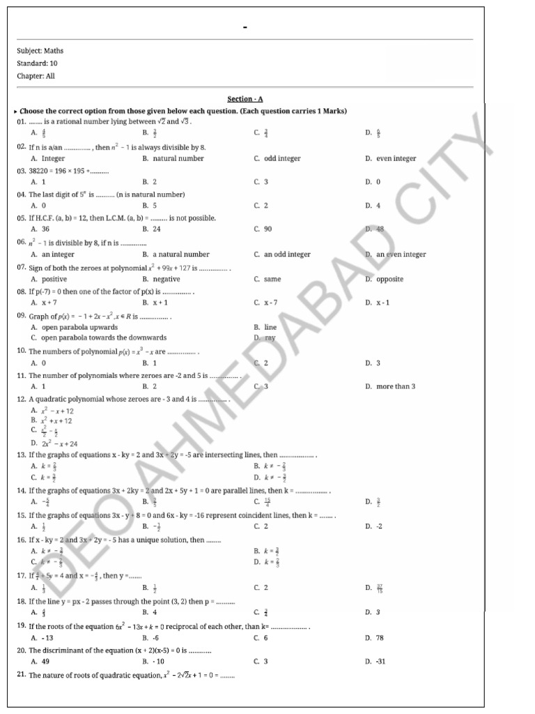 Maths (Standard) | PDF