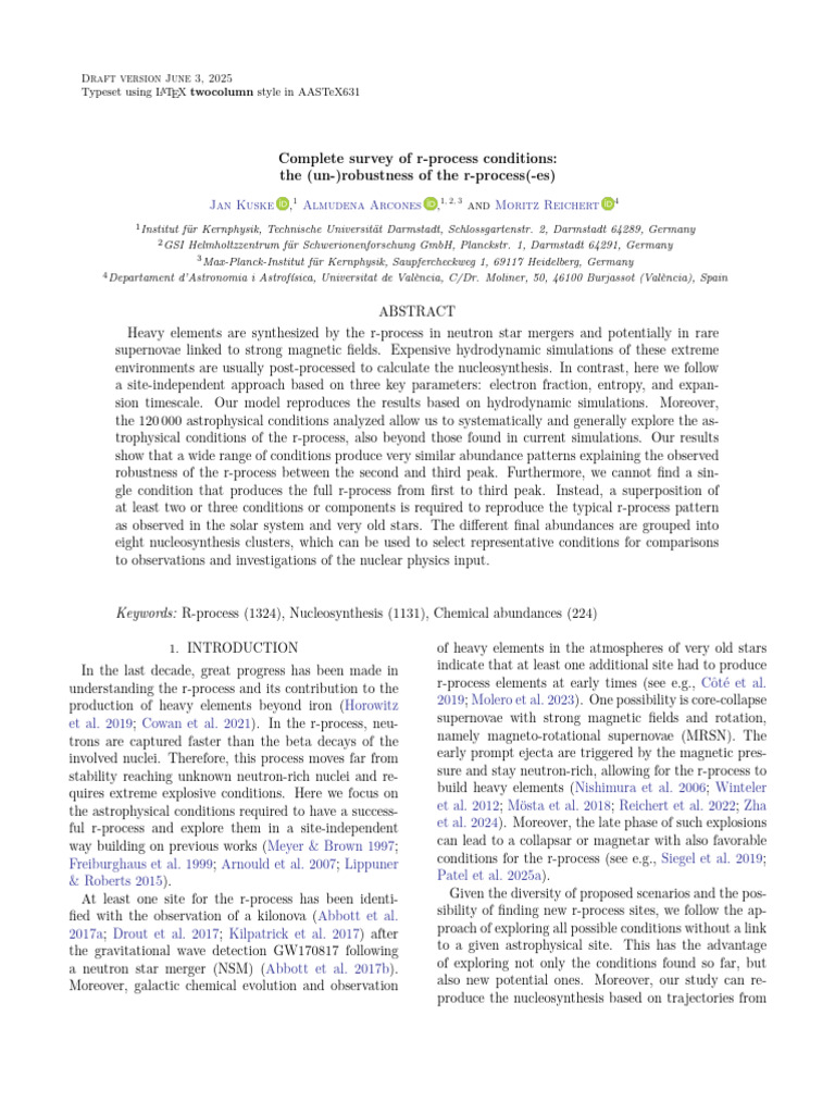 R-Process Conditions and Nucleosynthesis Analysis | PDF | Atomic ...