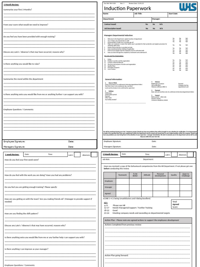 HR-F-004 Induction Paperwork - Promotion | PDF | Overtime | Employment