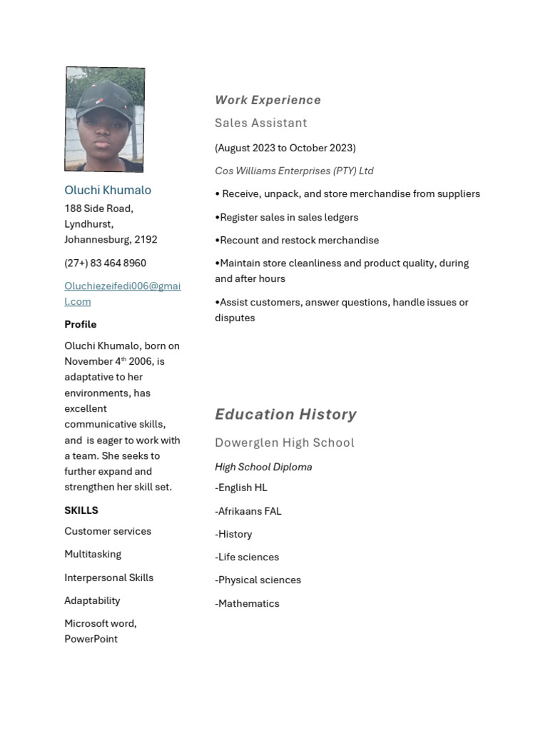 Dowerglen High School Graduate Profile | PDF