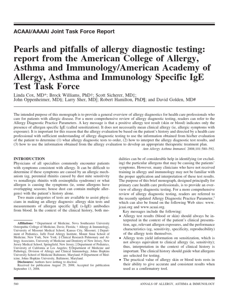 Allergy Diagnostic Testing Insights | PDF | Allergy | Allergen