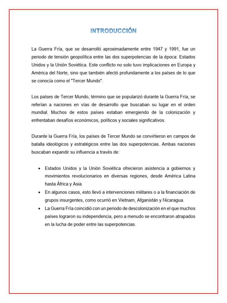 Impacto de la Guerra Fría en el Tercer Mundo | PDF | Guerra Fría ...