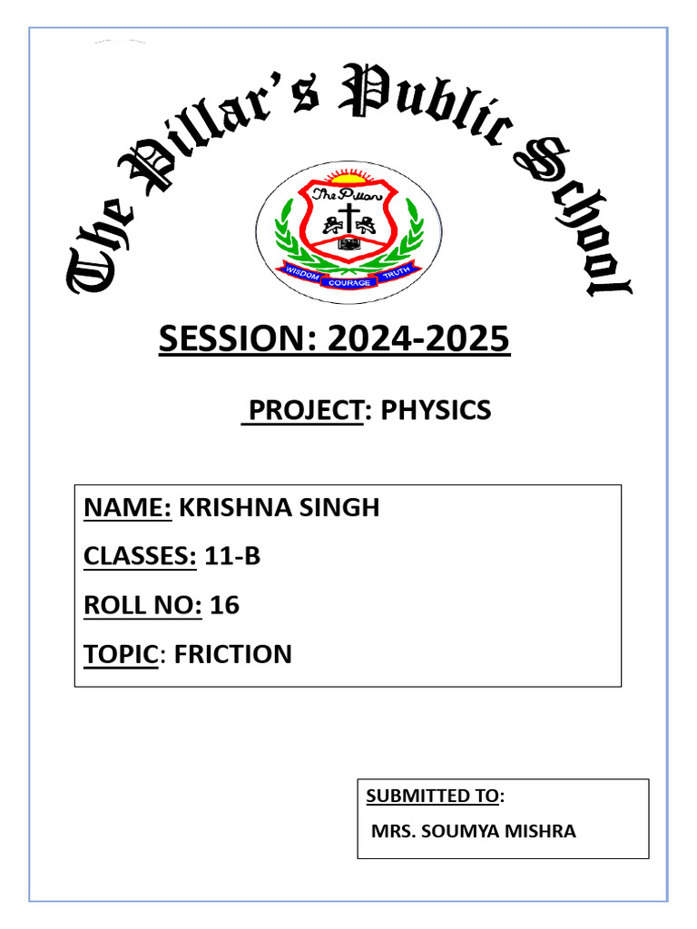 Friction Project for Class 11-B | PDF