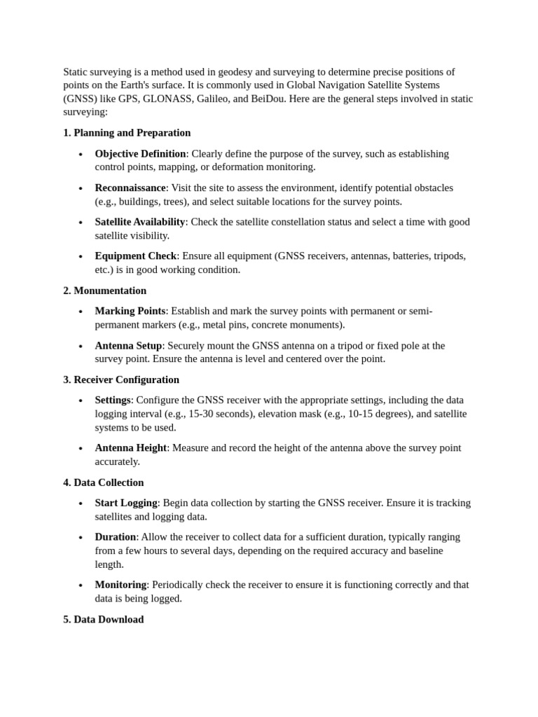 Overview of Static Surveying Methods | PDF | Surveying