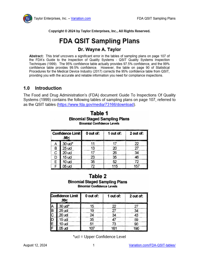 Correcting FDA QSIT Sampling Errors | PDF | Confidence Interval ...