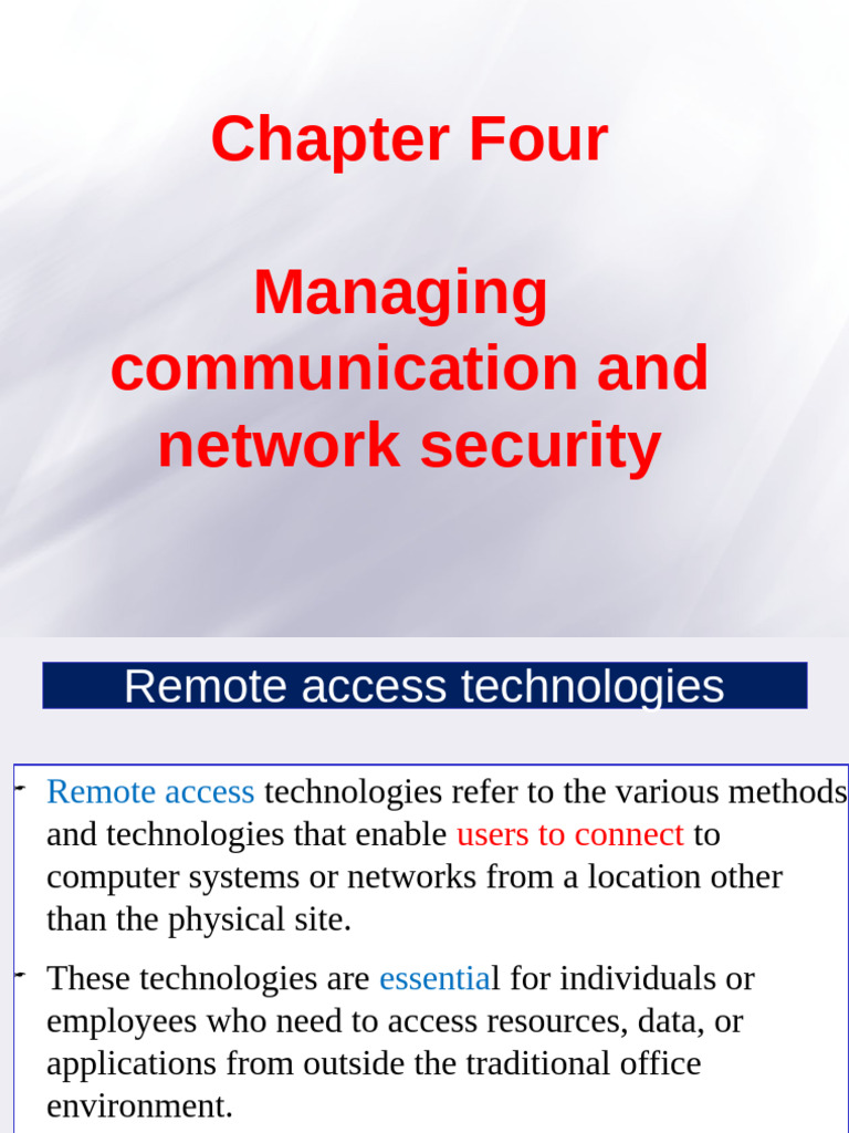 Chapter 4 Manage Commuincation and Network Security Autosaved | PDF ...