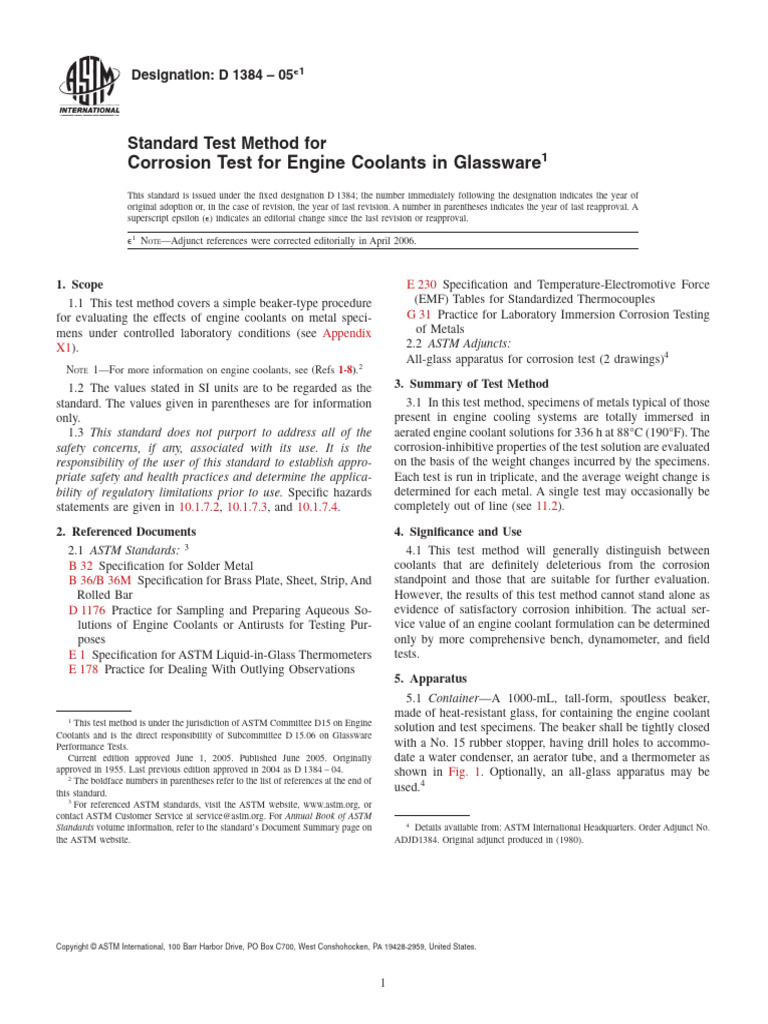 ASTM D1384 Corrosion Test Method | PDF | Solder | Corrosion