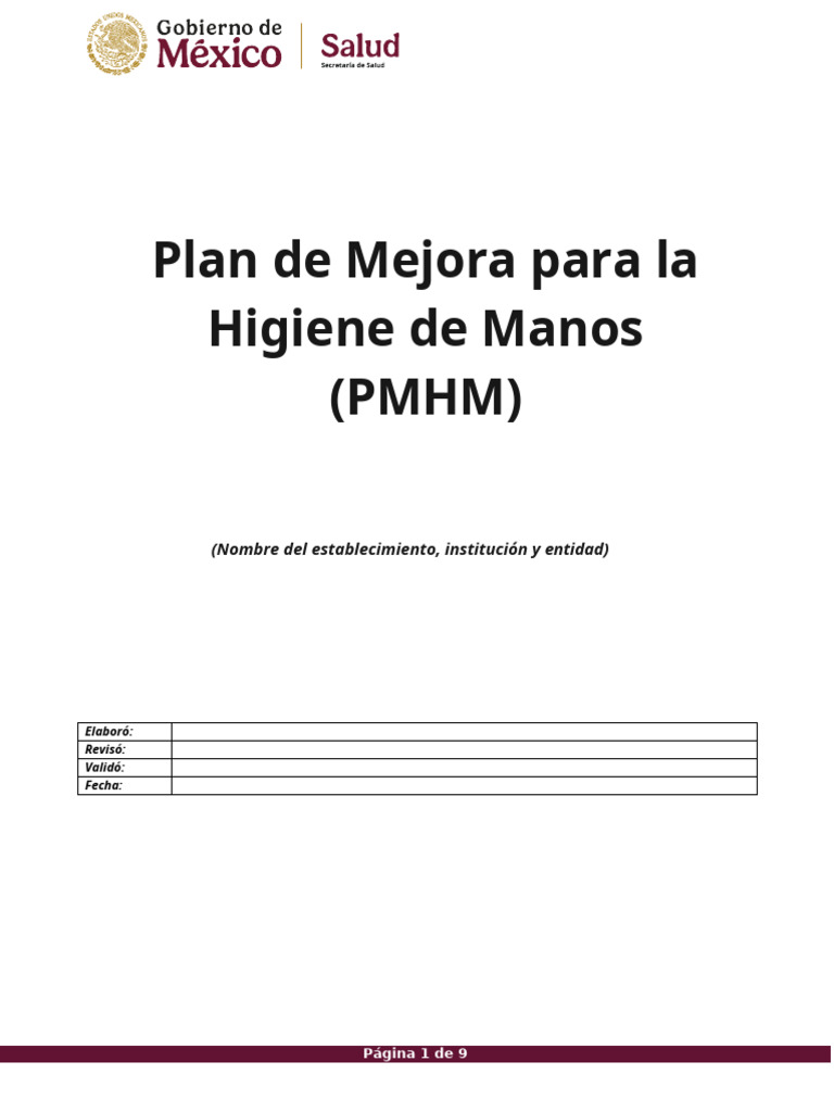 Plan de Mejora de Higiene de Manos 2025 | PDF | Higiene | Lavado de manos