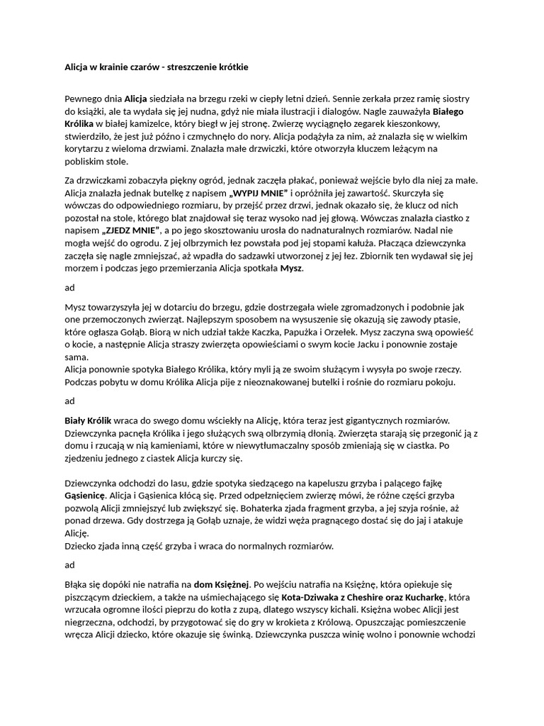 Alicja W Krainie Czarów PDF