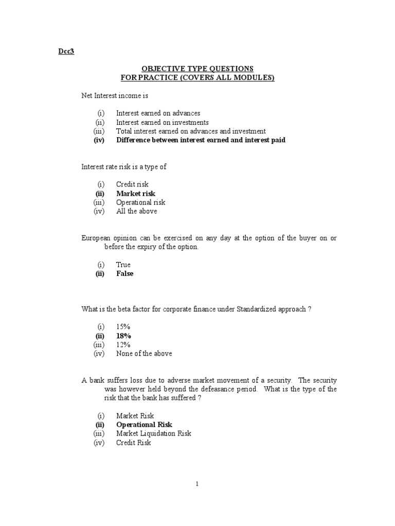Practice Questions on Banking and Finance | PDF | Bonds (Finance ...
