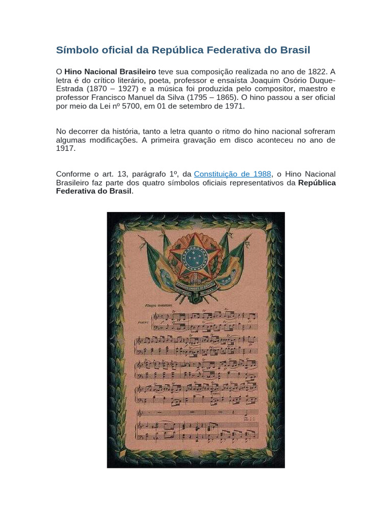 Historia Do Hino Nacional | PDF