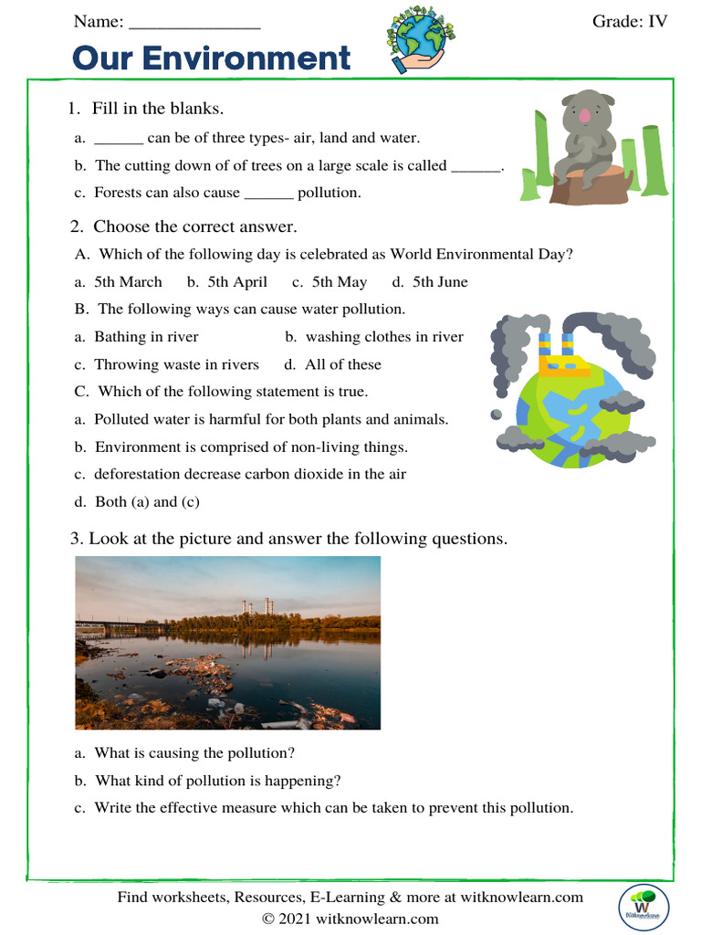 Grade 4 Environmental Studies Worksheet | PDF