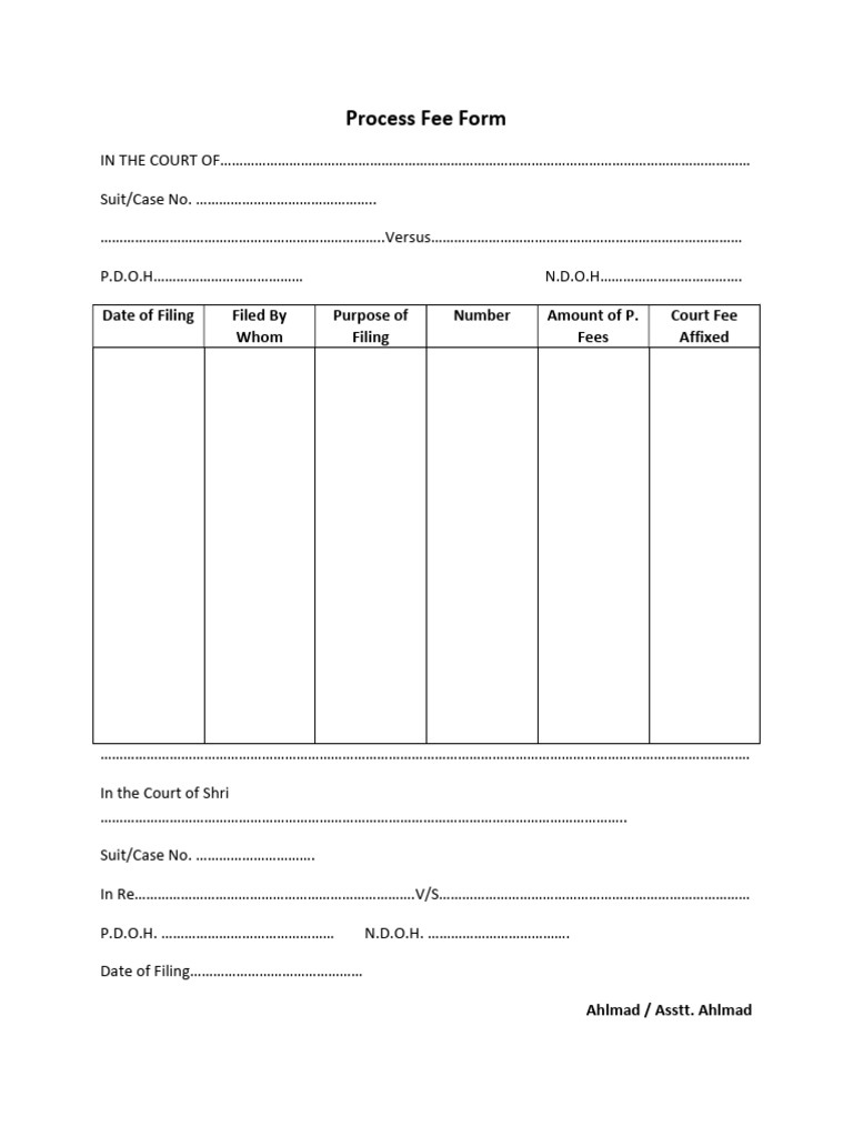 District Court Process Fee Form Guide | PDF