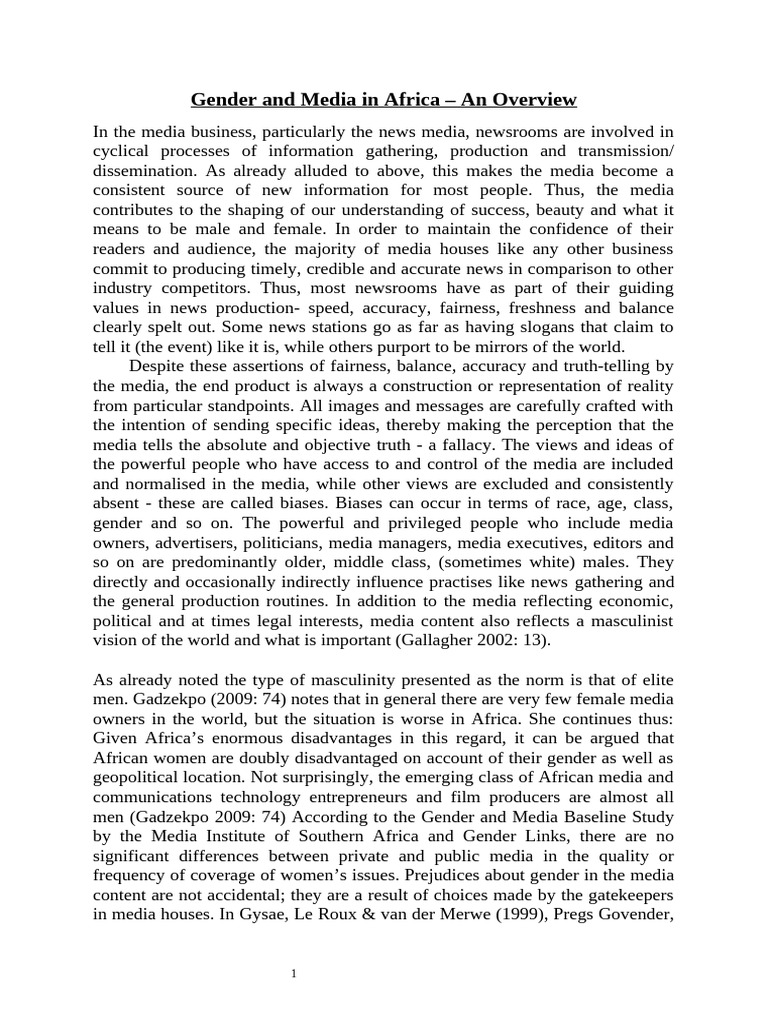 Gender Bias in African Media | PDF | News | Stereotypes