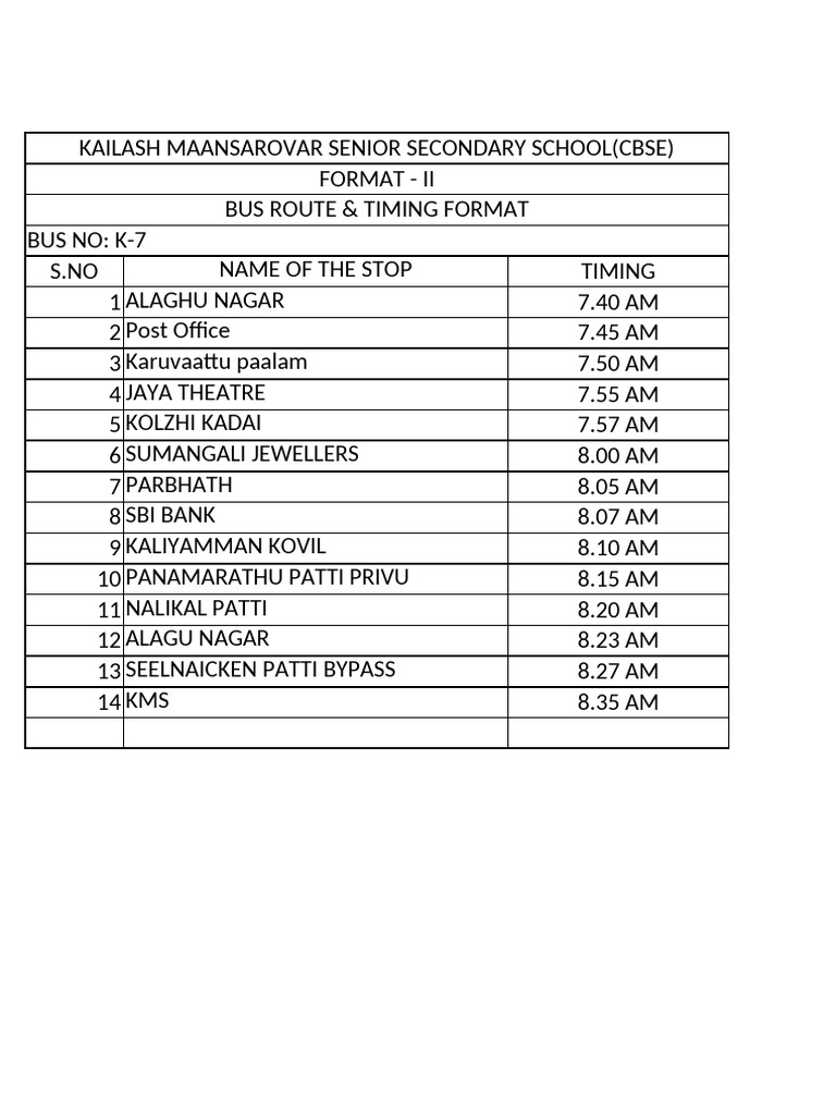 Kailash Maansarovar Bus Timings 2025 | PDF