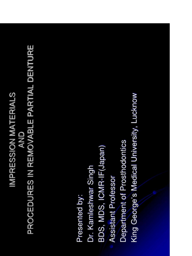 Impression Materials and Procedures in RPD | PDF