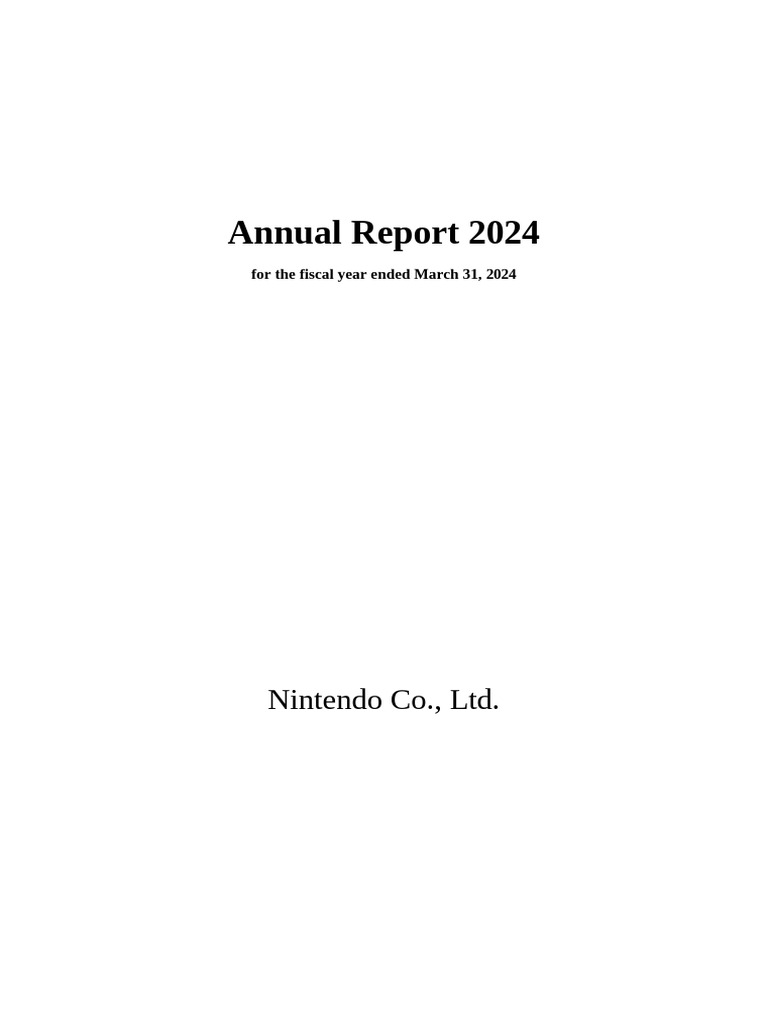 Nintendo Annual Report 2024 Overview | PDF | Corporate Social ...