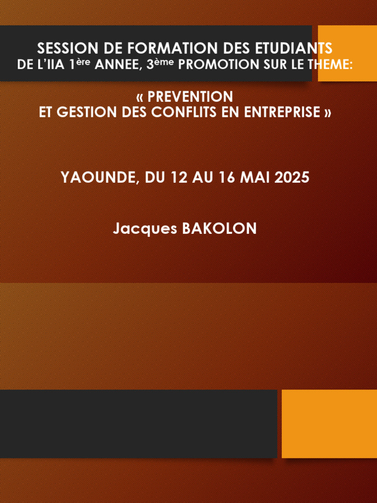 Formation sur la Gestion des Conflits | PDF | Résolution de conflit ...
