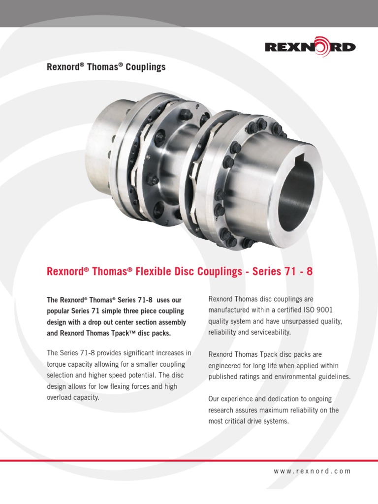 Rexnord Thomas Flexible Disc Couplings Series 71 8 PDF